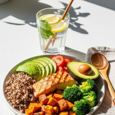 Healthy veggie bowl with cooking tips for nutritious meals