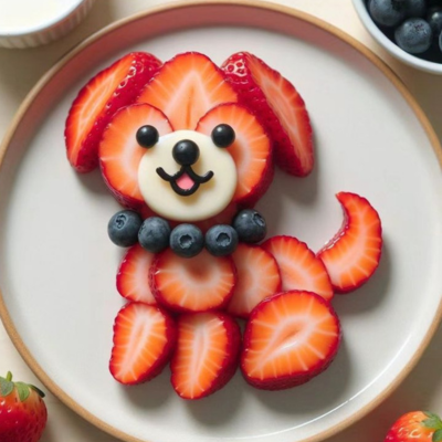 Kids friendly fruit plate with fun cooking tips for children