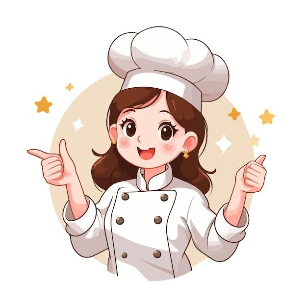 Lady Chef cartoon giving cooking tips illustration