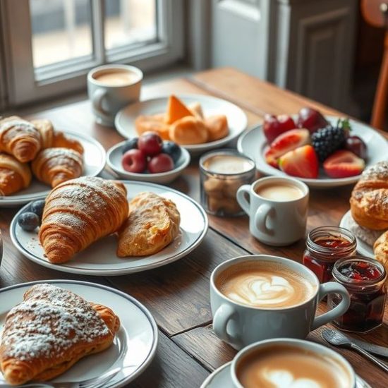 {"prompt":"english dishCreate a captivating culinary scene featuring a lavish French breakfast spread that embodies traditional elegance. Picture a rustic wooden table adorned with delicate porcelain dishes showcasing an array of gorgeous pastries, such as flaky croissants dusted with powdered sugar and golden-brown pain au chocolat. Surround these treats with vibrant seasonal fruits, glistening with morning dew, and small jars of artisanal jams in rich colors. Soft, diffused natural light filters through a nearby window, casting gentle shadows that enhance the textures of the food. Include a steaming cup of cafe au lait, with expertly frothy milk creating mesmerizing patterns on top. Capture the sophisticated ambiance of a quaint Parisian cafe, invoking feelings of warmth and indulgence through meticulous culinary photography.nnhyper realistic French breakfast recipes delicious traditional and refined dishes classic elegance culinary photography","originalPrompt":"hyper realistic French breakfast recipes delicious traditional and refined dishes classic elegance culinary photography","width":735,"height":1102,"seed":17567,"model":"flux","nologo":"poll","negative_prompt":"worst quality, blurry","nofeed":"yes","safe":false,"isMature":false,"isChild":false}